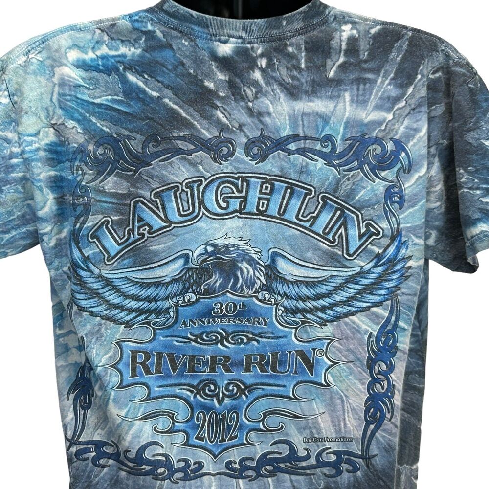 Laughlin River Run Motorcycle Rally T Shirt Mens Medium Blue 2012 Biker Nevada
